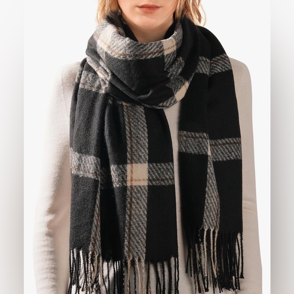 Winter Scarf Plaid for Women Shawl Cashmere Feel
Tassel Large Oversized Wraps